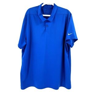 Nike Dri Fit Golf Polo Shirt Men's XXL 2XL Blue Activewear Preppy Stretch Casual